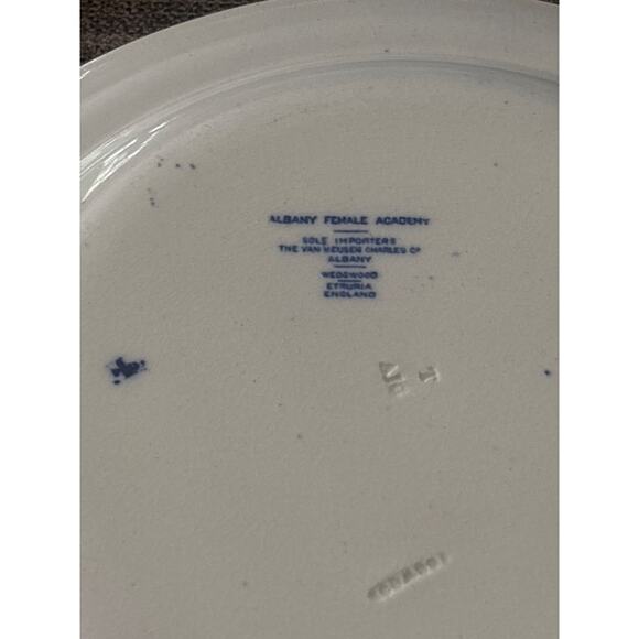 Wedgewood 9” Blue Transferware Plate Albany Ny Country Farmhouse Victorian - Picture 5 of 7